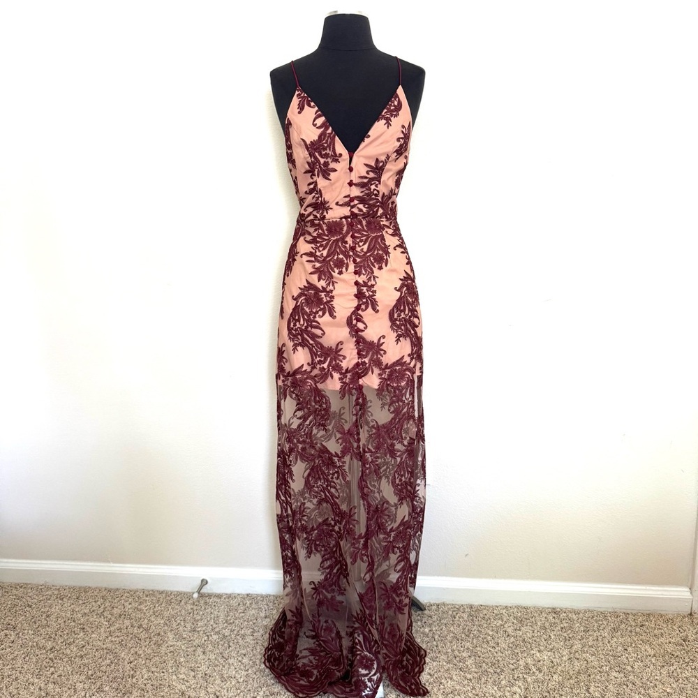 Anthropologie Finders Keepers Spectral Burgundy Lace Maxi Dress Size XS - Picture 4 of 11
